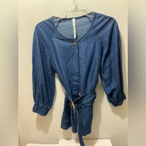 I by Iris Setlakwe denim blue belted size 6